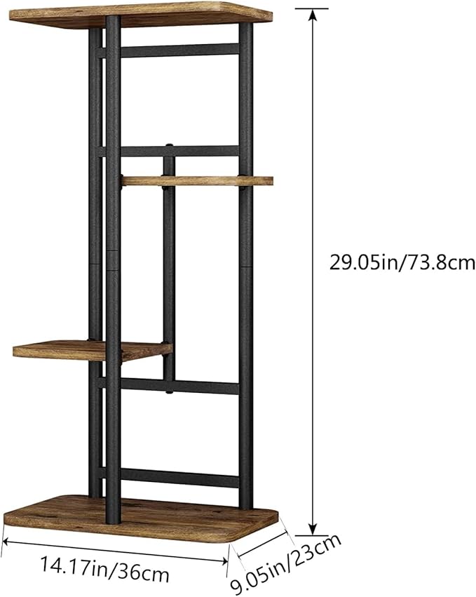 LINZINAR Plant Stand Indoor 4 Tier 5 Potted Multiple Plant Shelf Stands for Garden Corner Balcony Living Room Black