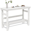 SERWALL 41" Outdoor Bar Table, HDPE Patio Bar Counter Height Table, All Weather Adirondack Outdoor Bar Height Table, Rectangle Patio Bar Table for Outside, Garden, Backyard, Balcony, Poolside, White