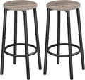 HOOBRO Bar Stools, Set of 2 Bar Chairs, Kitchen Round Height Stools with Footrest, Breakfast Barstools, Sturdy Steel Frame, for Dining Room, Kitchen, Party, Easy Assembly, Greige BG03BY01