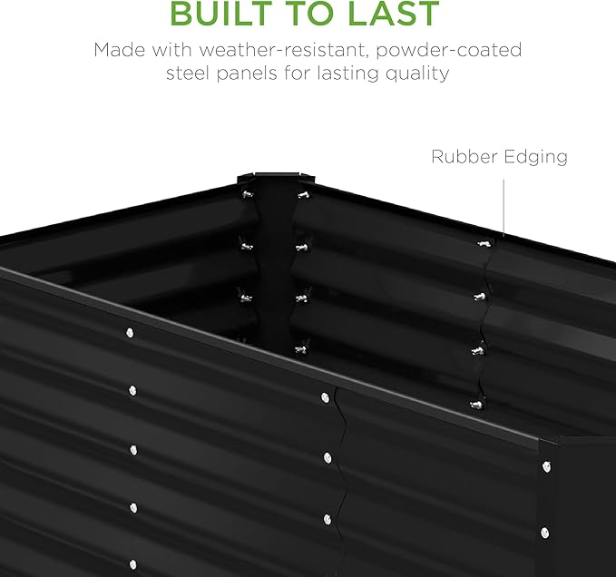 Best Choice Products 4x2x2ft Outdoor Metal Raised Garden Bed, Deep Root Box Planter for Vegetables, Flowers, Herbs, 119 Gallon Capacity, 100% Non Toxic Materials - Black
