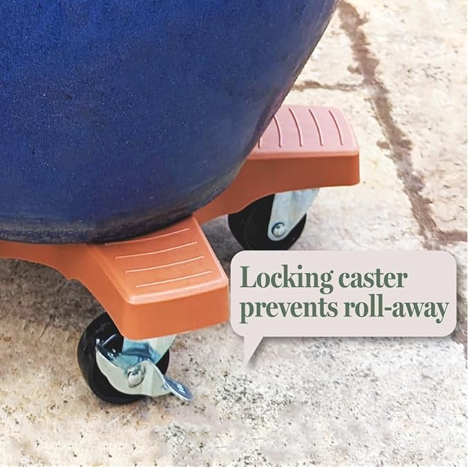 Bosmere 16" Plant Caddie - Heavy-Duty Rolling Plant Stand with Locking Wheels, 500 lb Capacity – Durable Plant Caddy for Indoor/Outdoor Use, Terra Cotta