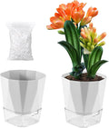 2 Pack Self Watering Pots for Plants, 8.4" Self Watering Planters Large African Violet Self Watering Clear Pots for Plants Large Herb Orchid Flower Houseplant Pots, Light Grey