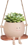AFFLAT Smiley Face Flower Pot,Swinging Hanging Planter,Resin Smiley Face Hanging Pot,Cute Swinging Planter with Unique Design,Suitable for Indoor & Outdoor Decoration,an Ideal Gift for Festivals