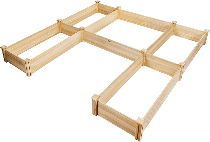 Giantex U-Shaped Raised Garden Bed, Wood Raised Garden Planter Box for Vegetables and Flowers, Easy Assembly, Garden Container for Backyard, Patio, Balcony (92.5" Lx95 Wx11 H)