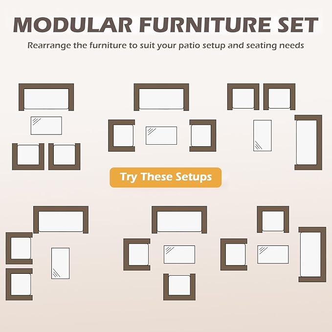 FDW | 4-Piece Patio Furniture Set | Brown & Red | Outdoor Wicker Furniture with Coffee Table | Modern Rattan Chairs Conversation Set | Outdoor Seating | Weather-Resistant | for Porch, Garden, Lawn