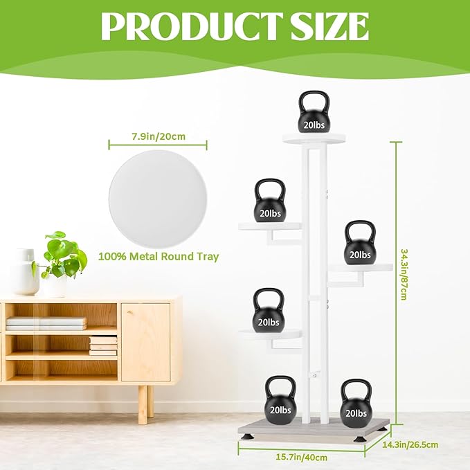 iDavosic.ly 4 Tier Plant Stand Indoor Outdoor, Tiered Corner Multiple Flower Pot Holder Shelf, Metal 34 Inch Tall Display Rack for Patio Porch Living Room Garden Balcony Bedroom, White