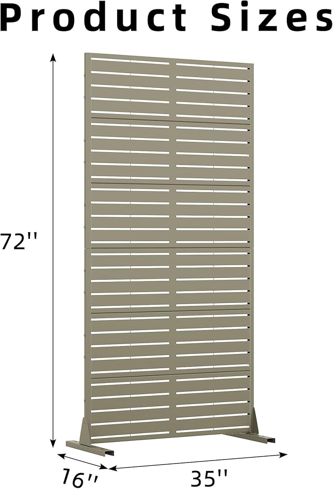Casaphoria Metal Privacy Screen Outdoor, 72" H x 35" W Freestanding Decorative Privacy Screen for Patio Deck Balcony Garden with Stable Base, Green-Louvered