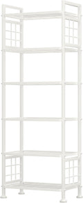 GIOTORENT 6-Wire Garage Shelving Storage Shelves, Metal Shelving Unit Pantry Rack, Kitchen Storage Adjustable Shelf 900Lbs Capacity for Laundry Kitchen Bathroom Organizer(White)
