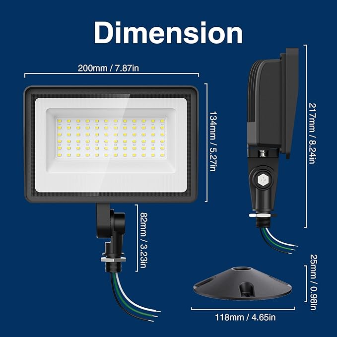 Onforu 65W LED Flood Lights Outdoor with Knuckle Mount, 7800LM Super Bright Garage Security Lights, IP66 Waterproof, 6500K Outside led Lights for Yard, Garage, Garden 2 Pack