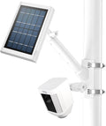2-in-1 Pole Mounting Bracket for Ring Stick Up Cam Pro Solar Panel and Battery Outdoor Mount Accessorie, Also Compatible with Wyze, Arlo, Eufy, Blink Camera (White)