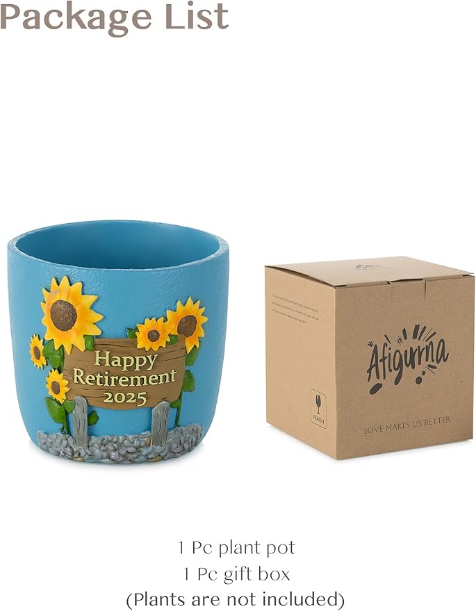Retirement Gift for Woman: Happy Retirement Gift 2025 - Hand-Painted Plant Pot for Unique Retired Gifts or Retirement Party Decorations - Succulent Planter with Drainage 5.3 inch