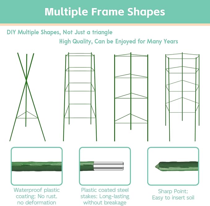 Riare 2 Pack 4 FT Tomato Cages for Garden- 48inches Heavy Duty Garden Stakes, Adjustable Tall Tomato Plant Support Tomato Trellis Cage for Pots, Raised Garden Bed, Climbing Vegetables Plants Flowers