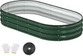 Raised Garden Bed, 6x3x1ft Galvanized Outdoor Planter Beds with Safety Edging and Gloves, Oval Metal Planter Box for Gardening Vegetables Flowers Herb-Deep Green