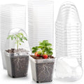 2.7 Inch Square Nursery Pots with Humidity Dome, 60 Packs Clear Seedling Pots with Drainage Holes, Reusable Propagation Pots Small Plant Container for Indoor Outdoor Gardening