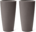 Step2 Tremont Tall Round Tapered Planter, 28" Tall 2-Pack, Indoor/Outdoor Plants, Efficient Drainage, Durable Resin, Dark Cedar