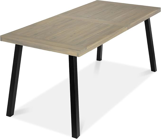 Best Choice Products 6-Person Indoor Outdoor Acacia Wood Dining Table, Picnic Table w/Powder-Coated Steel, 350 Pound Capacity Legs - Taupe