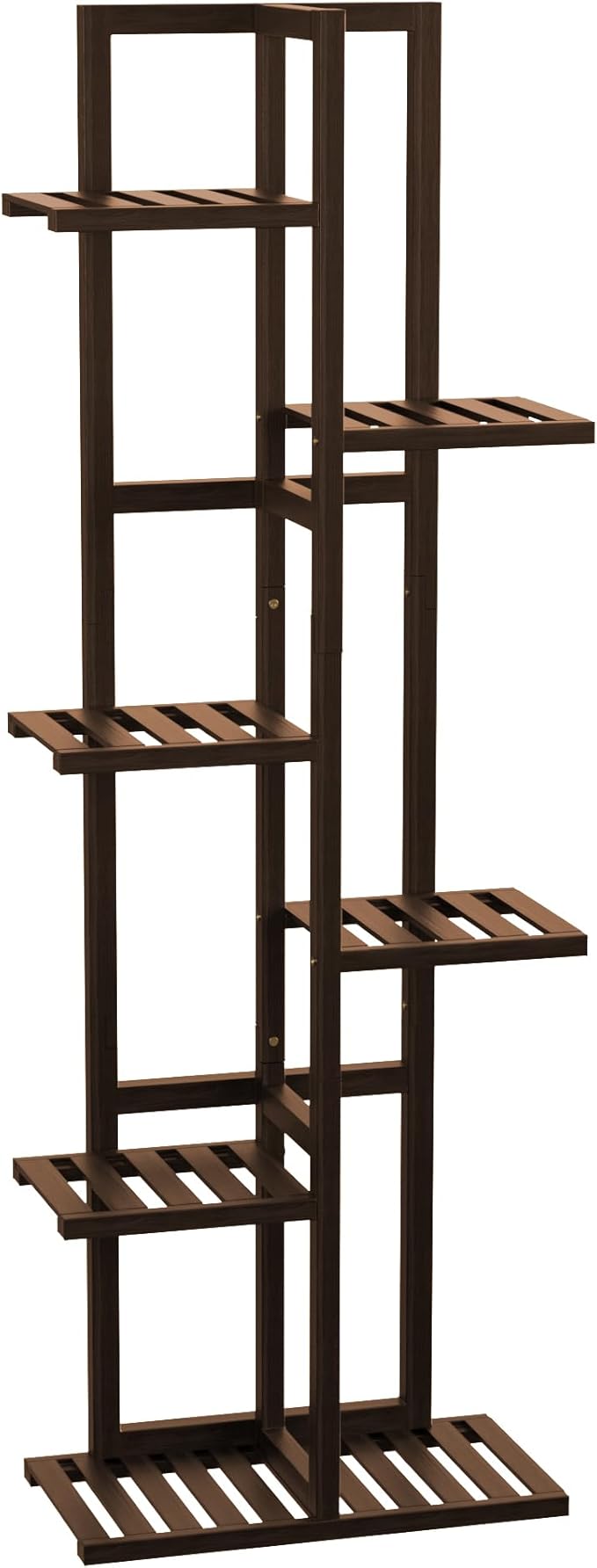 6 Tier Bamboo Plant Stand Indoor, Wood Tall Flower Holder Corner Tiered Plant Shelf for Multiple Plants (Brown)