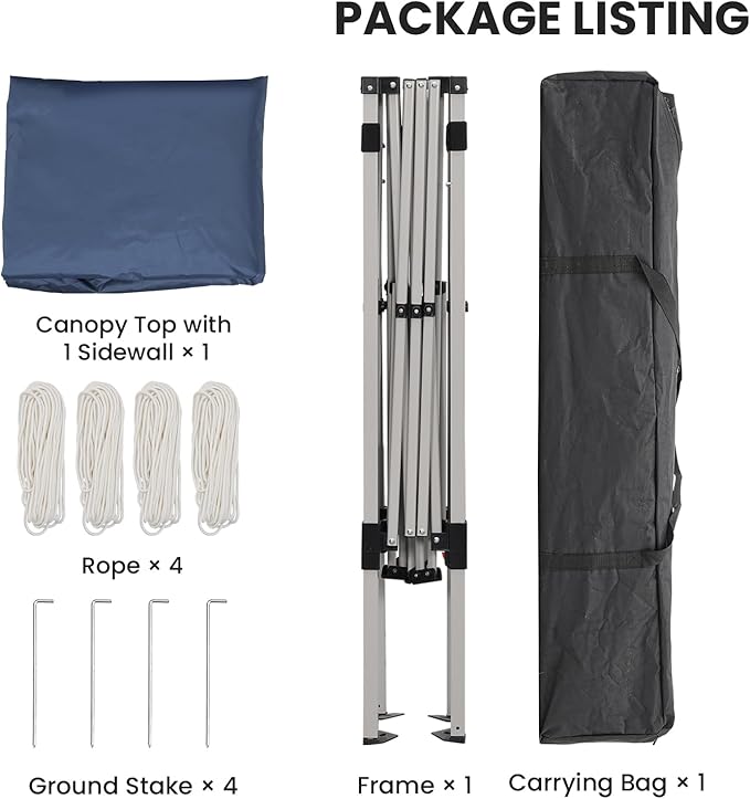 10X10 Pop Up Canopy, Slant Legs Instant Outdoor Canopy Tent with 1 Sidewall, Portable Patio Garden Deck Gazebo Shelter - 10x10 Base 8x8 Top