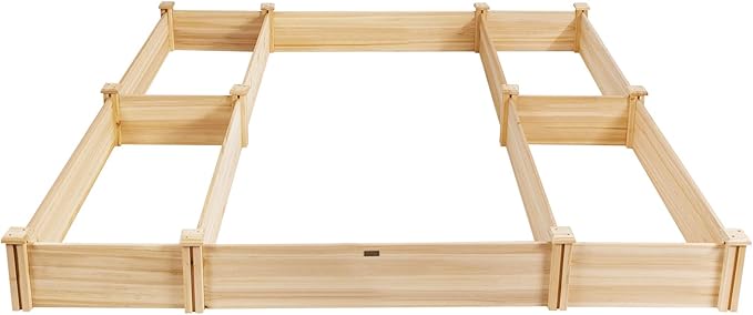 Giantex U-Shaped Raised Garden Bed, Wood Raised Garden Planter Box for Vegetables and Flowers, Easy Assembly, Garden Container for Backyard, Patio, Balcony (92.5" Lx95 Wx11 H)