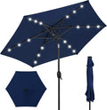 Best Choice Products 7.5ft Outdoor Solar Market Table Patio Umbrella for Deck, Pool w/Tilt, Crank, LED Lights - Navy Blue