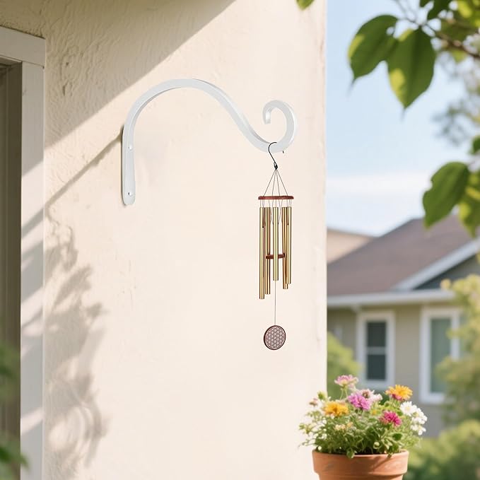 BOLITE Plant Hangers Outdoor Indoor, 12 Inch Wall Plant Hooks, Metal Bird Feeder Hanger for Hummingbird Feeders, Planters, Lanterns, Wind Chimes, Home Decor, 2 Pack, White, Gifts for Women Men