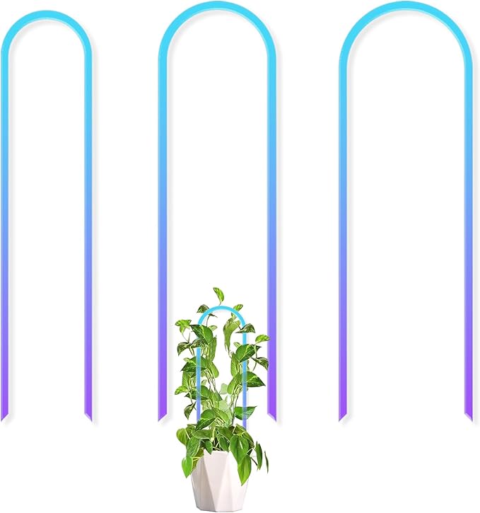 3 Pack U-Shaped Colorful Acrylic Plant Trellis for Indoor Plants, Small Plant Trellis for Potted Plants Climbing Plants, Plant Support Trellis for Vine Ivy Hoya Indoor Outdoor