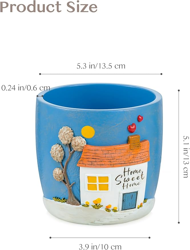 New Home Gift Ideas: New Home Apartment Plant Gift for Plant Lover - 5.3in Hand-Painted 3D Art Planter - Gardening House Warming Present for Christmas