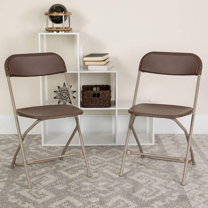 Flash Furniture Hercules™ Series Plastic Folding Chair - Brown - 2 Pack 650LB Weight Capacity Comfortable Event Chair-Lightweight Folding Chair
