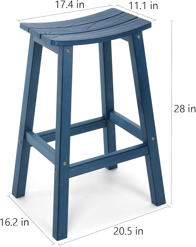 Stoog All-Weather Bar Stools Set of 4, 28" Height Outdoor Bar Stools, Low Maintenance, for Patio, Deck, Kitchen Counter, and Garden, Blue