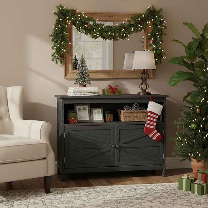 HIPS All-Weather Outdoor Storage Cabinet,Outdoor Sideboard with Magnetic Doors,3-Shelves Patio Storage Cabinet, Used for Garden,Buffet Cabinet,TV Stand, Bar Table,Balcony