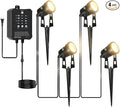 All-in-One Low Voltage Landscape Lighting, Dusk to Dawn Transformer Timer, Waterproof Spotlights, Dimmable LED Outdoor Landscaping Lights Kit for Yard Backyard Tree House 24V Warm White 4 Pack