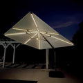 PURPLE LEAF 10 Feet Patio Umbrella Outdoor Cantilever Solar Powered LED Swivel Square Umbrella Aluminum Offset Umbrella with 360-degree Rotation for Garden Deck Pool Patio White