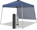 10X10 Pop Up Canopy, Slant Legs Instant Outdoor Canopy Tent with 1 Sidewall, Portable Patio Garden Deck Gazebo Shelter - 10x10 Base 8x8 Top