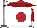 Best Choice Products 10ft Offset Cantilever Hanging Market Patio Umbrella, Smooth 360° Rotation, 8 Sturdy Ribs, Easy Adjustment - Red