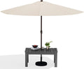 SERWALL Outdoor Coffee Table with 9FT Umbrella, HDPE Patio Coffee Table for Outside, Rectangle, Gray(Not Include Umbrella Base)