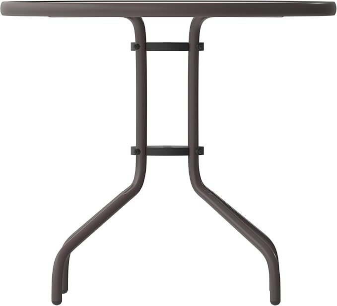 Flash Furniture Bellamy 31.5'' Round Indoor/Outdoor Tempered Glass Metal Frame Side Table, Bronze