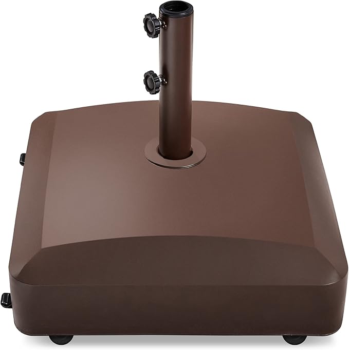 Best Choice Products 123lb Capacity Fillable Mobile Umbrella Base Heavy Duty Market Stand for Patio, Deck, Poolside w/ 4 Wheels, 2 Locks, 2 Knobs, Wind-Resistant Design - Bronze