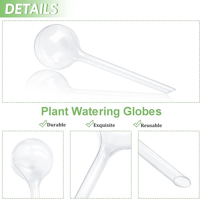 8 Pcs Clear Plant Watering Globes,Plastic Self Watering Bulbs Ball,Garden Water Device for Plant Indoor Outdoor(Small)