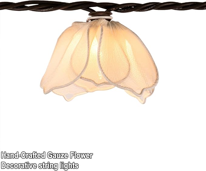 Decorative String Lights Plug in with 10 Incandescent Bulbs, Flower Garland Fairy Lights Connectable Weatherproof Outdoor Indoor for Wedding Garden Pergola Bedroom Porch Floral Home Decor (White)