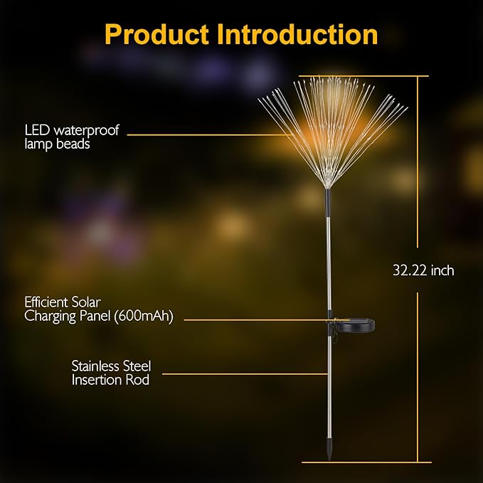 SUNNEST Solar Lights Outdoor, 150 LED Firework Light with 8 Modes Solar Garden Light for Yard Outside Fairy Lights Decor for Pathway Flowerbed Planter Balcony Patio Garden Decor (2 Pack 300LED)
