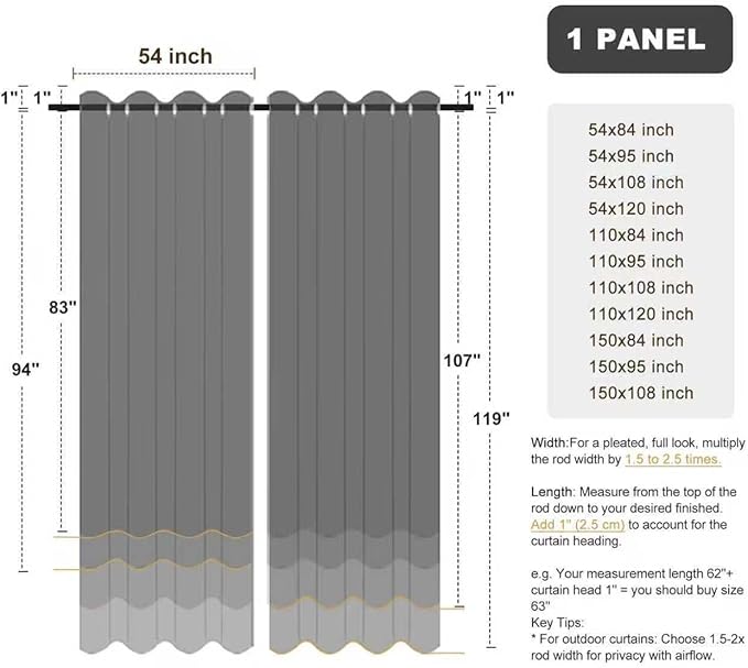 BONZER Outdoor Curtains for Patio Waterproof Thick Privacy Grommet Light Filtering Outside Curtains for Porch Pergola Gazebo Deck, 1 Panel, 54W x 95L inch, Mecca Orange