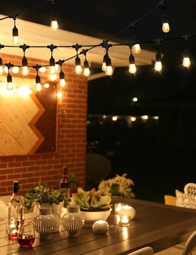 Svater Outdoor Led String Lights 36 FT, Patio Lights for Outside with 13pcs S14 Shatterproof Bulbs, 1 Watt E26 Dimmable, IP65 Waterproof, Commercial Grade Bistro Light 2700K Warm White