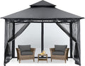 MASTERCANOPY Outdoor Garden Gazebo for Patios with Stable Steel Frame and Netting Walls (9x9,Dark Gray)