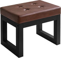 IBUYKE 16 Inch Small Foot Stool Ottoman, Rectangle PU Faux Leather Foot Rest with Padded Seat and Metal Legs, Modern Ottoman Foot Rest for Living Room Bedroom Entryway Couch, Dark Brown WBD026Z