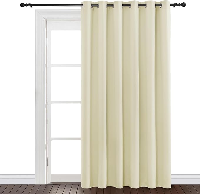 NICETOWN Outdoor Blind for Patio Waterproof, Rustproof Grommet Room Darkening Light Blocking Privacy Protect Weighted Outdoor Curtain for Pavilion/Room Divider, 1 Panel, W84 x L84, Beige