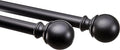 Amazon Basics Adjustable Curtain Rod for Windows with Round Finials, 1-Inch Rod, 36" to 72", Black, 1-Pack