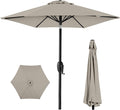 Best Choice Products 7.5ft Heavy-Duty Round Outdoor Market Table Patio Umbrella w/Steel Pole, Push Button Tilt, Easy Crank Lift - Beige
