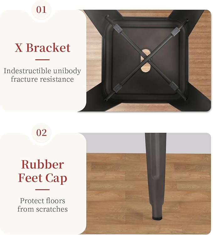 FDW Metal Bar Stools Set of 4 Counter Height Bar Stools 24 Inches Industrial Bar Chairs Patio Stool Stackable Backless Stool Indoor Outdoor Metal Kitchen Stools Bar Chairs (Bronze, 24")