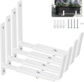 Y&M 4 Pack Adjustable Planter Box Brackets (6 to 12.5 in), Universal Window Box Brackets, Heavy Duty Iron Flower Box Wall Mounting Hooks for Balcony, Fences, Patio, and Garden - White