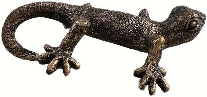 Vintage Bronze Gecko Planter Pot Hugger Flower Figurine – Resin Climbing Lizard Statue for Garden, Fairy Garden Terrarium, Outdoor Fence & Yard Decor，Versatile Home & Office Decor